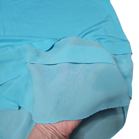 Michael Kors Aqua Blue Mixed Media Sleeveless Top - Picture 5 of 8